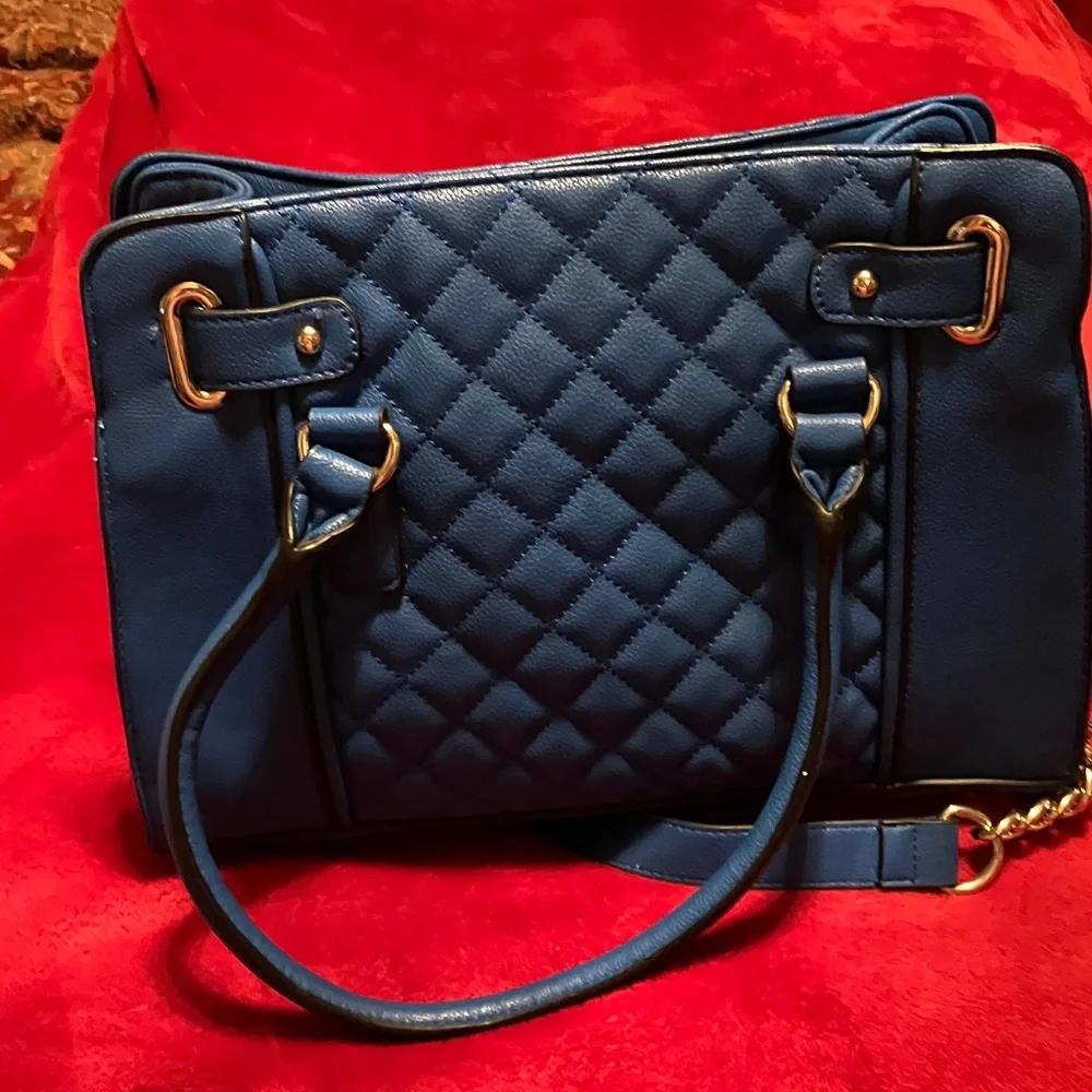 Charming Charlie Royal Blue Quilted Satchel - Picture 3 of 9